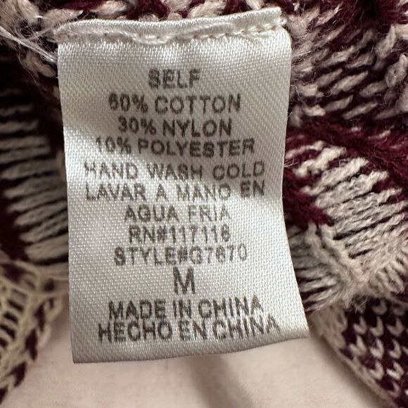 KATE collection Womens Sweater Cardigan Aztec Open Front Wrap Red & Cream Medium - Picture 4 of 4